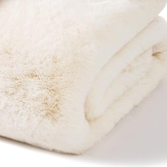 🆕 PB Style Chinchilla Throw Cream White Faux Fur Luxe Soft Blanket Velvet RH - Picture 5 of 6